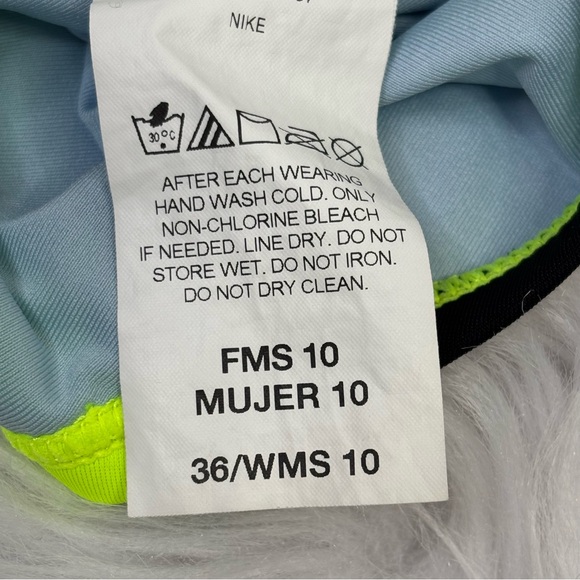 Nike‎ One Piece Athletic Swimsuit Black Neon Yellow Women’s Size 10/36 Open Back - Picture 9 of 16